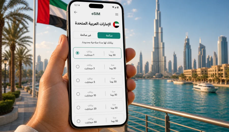 eSIM للإمارات: اتصال محمول وإنترنت للسفر