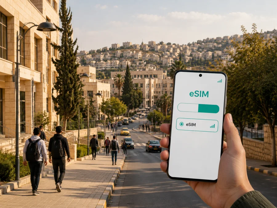eSIM في إربد: دليل الإنترنت المحمول أثناء السفر
