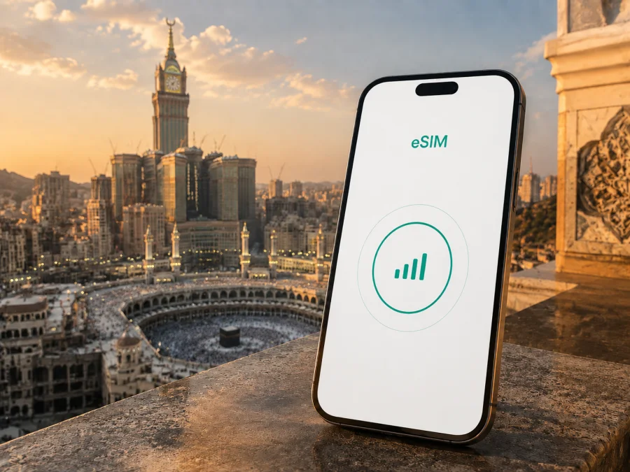 eSIM في مكة: إنترنت واتصال أثناء الرحلة