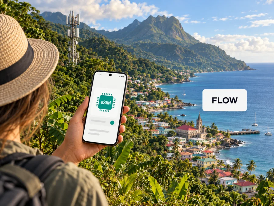FLOW eSIM في دومينيكا: ما الذي يجب التحقق منه؟