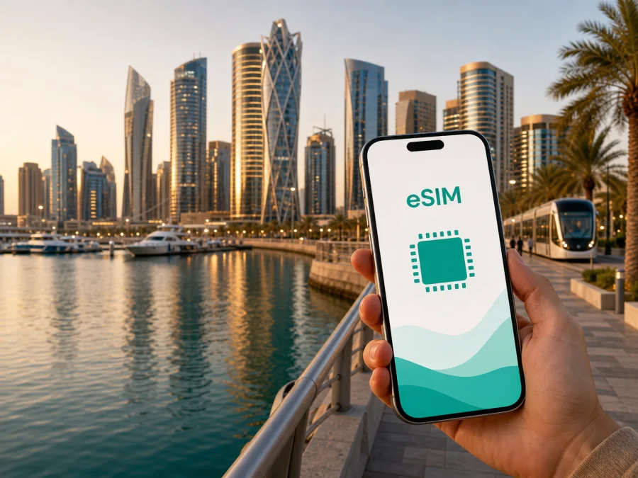 eSIM لوسيل: إنترنت محمول في رحلة قطر