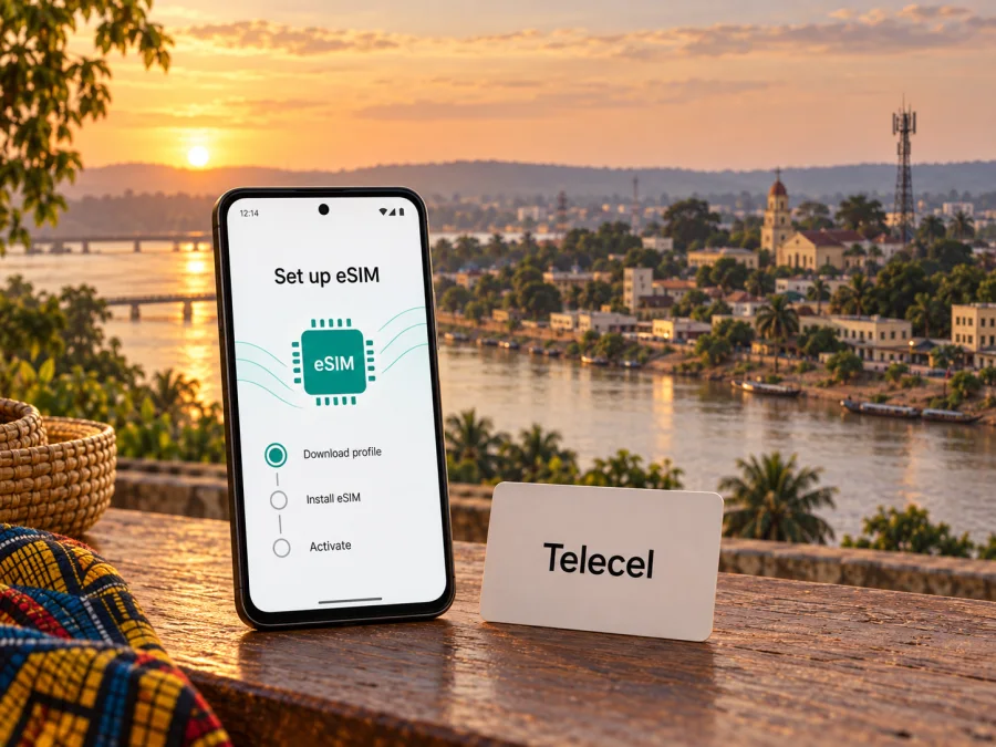 Telecel eSIM في جمهورية أفريقيا الوسطى: التفعيل والتغطية
