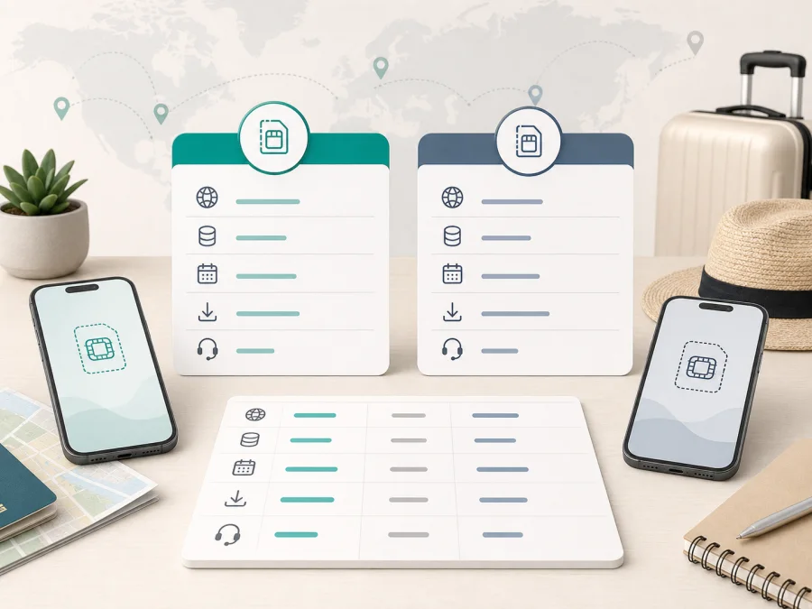 مقارنة Kaspersky eSIM Store وSaily