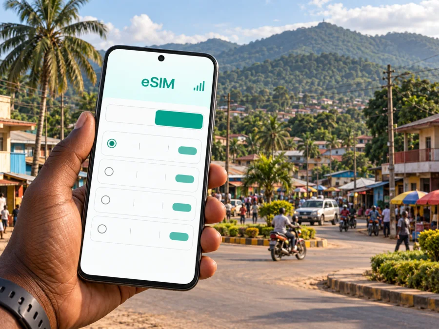 eSIM غانتا: الإنترنت واتصال الهاتف في ليبيريا