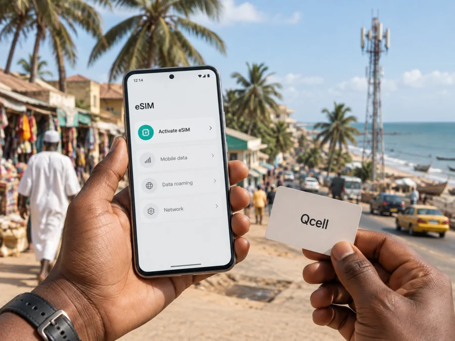 Qcell eSIM في غامبيا: التفعيل والتغطية