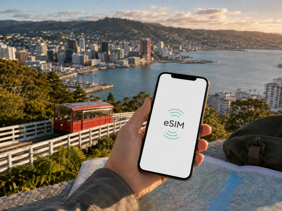 eSIM في ولينغتون: الإنترنت أثناء السفر