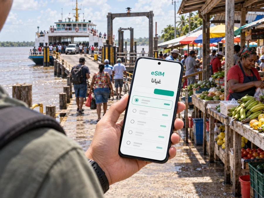 eSIM باريكا: الإنترنت والتنقل في غيانا