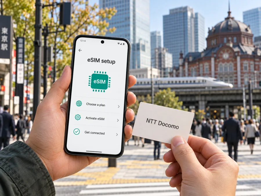 NTT Docomo eSIM في اليابان: التفعيل والتغطية
