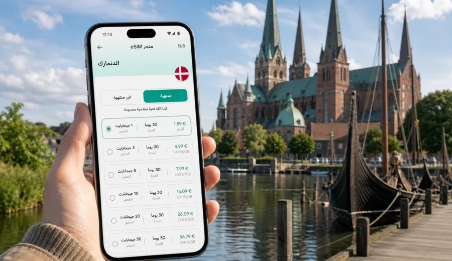 eSIM في روسكيلد: إنترنت واتصال للهاتف