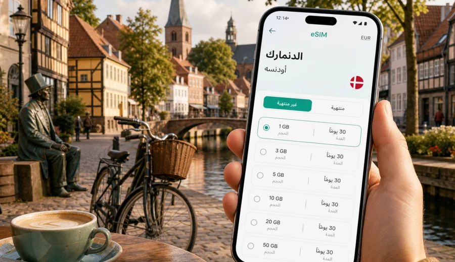 eSIM في أودنسه: إنترنت واتصال جوال