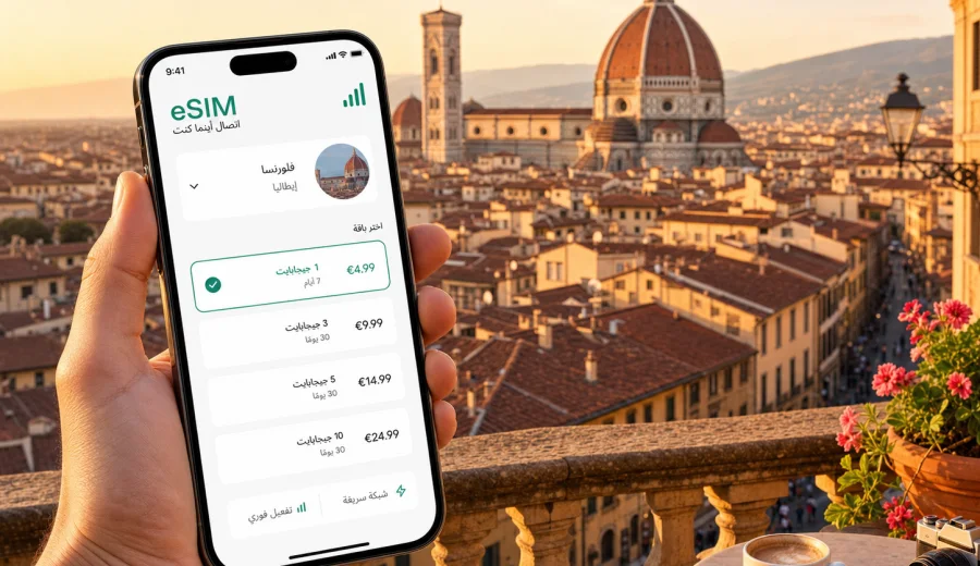eSIM في فلورنسا: اتصال الهاتف والإنترنت
