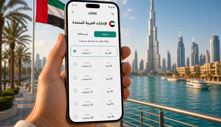 eSIM للإمارات: اتصال محمول وإنترنت للسفر