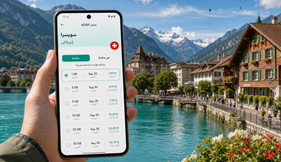 eSIM في إنترلاكن: إنترنت واتصال محمول