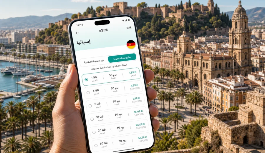 eSIM في مالقة للإنترنت أثناء السفر