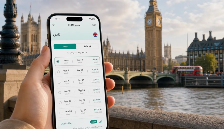 eSIM في لندن: إنترنت واتصال للرحلة