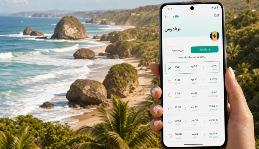 eSIM في بثشبع: إنترنت واتصال في بربادوس