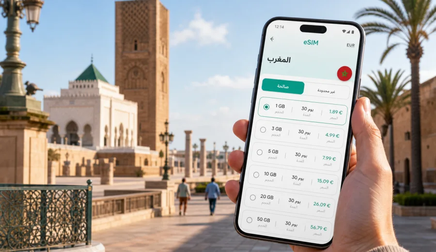 eSIM في الرباط: إنترنت واتصال محمول للسفر