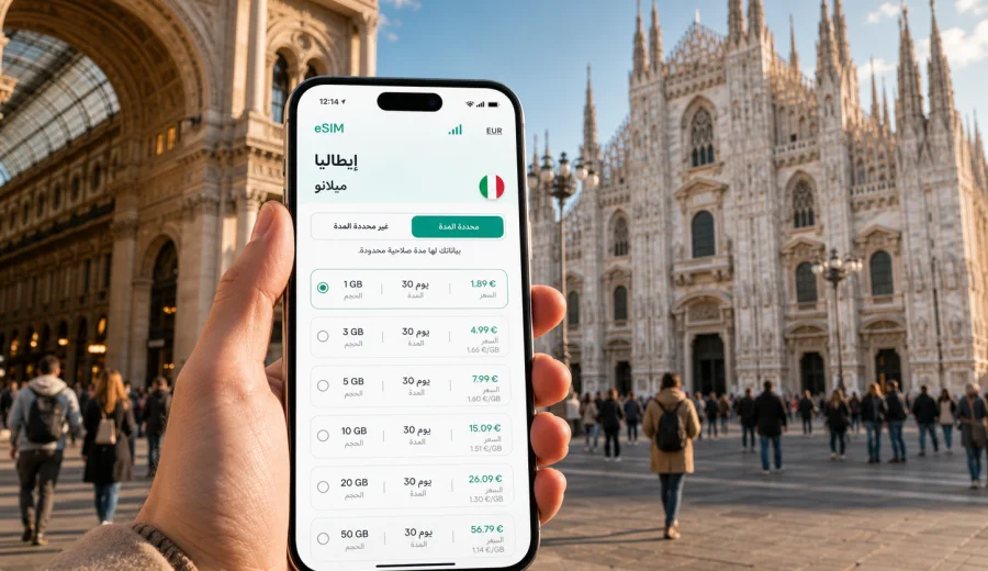 eSIM في ميلانو: الإنترنت والاتصال المحمول