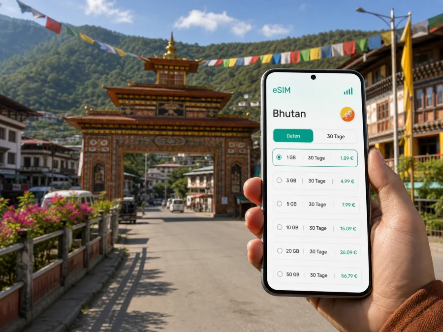 Phuentsholing eSIM: Internet für Bhutan