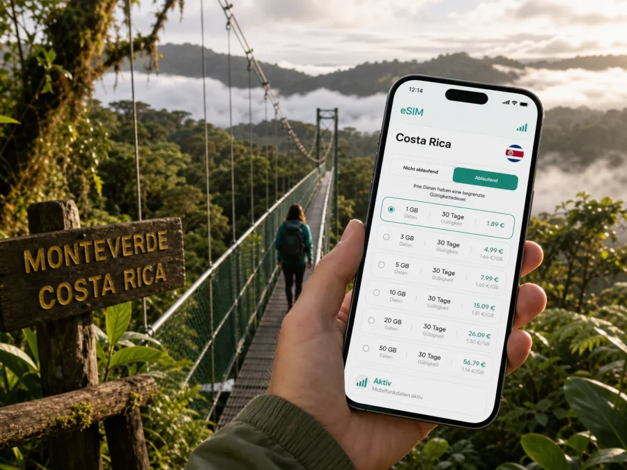 eSIM Monteverde: Internet für Costa Rica