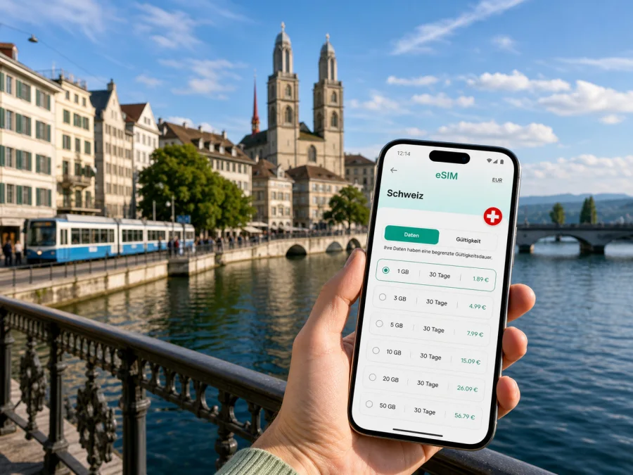 eSIM Zürich: mobiles Internet für die Reise
