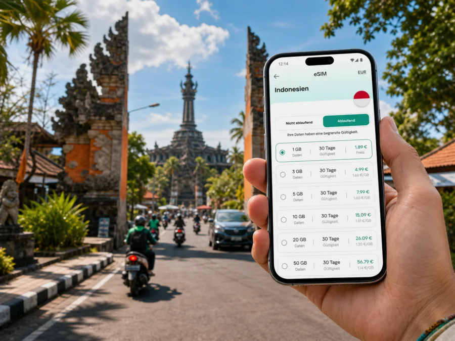Denpasar eSIM: Internet für Bali-Reisen