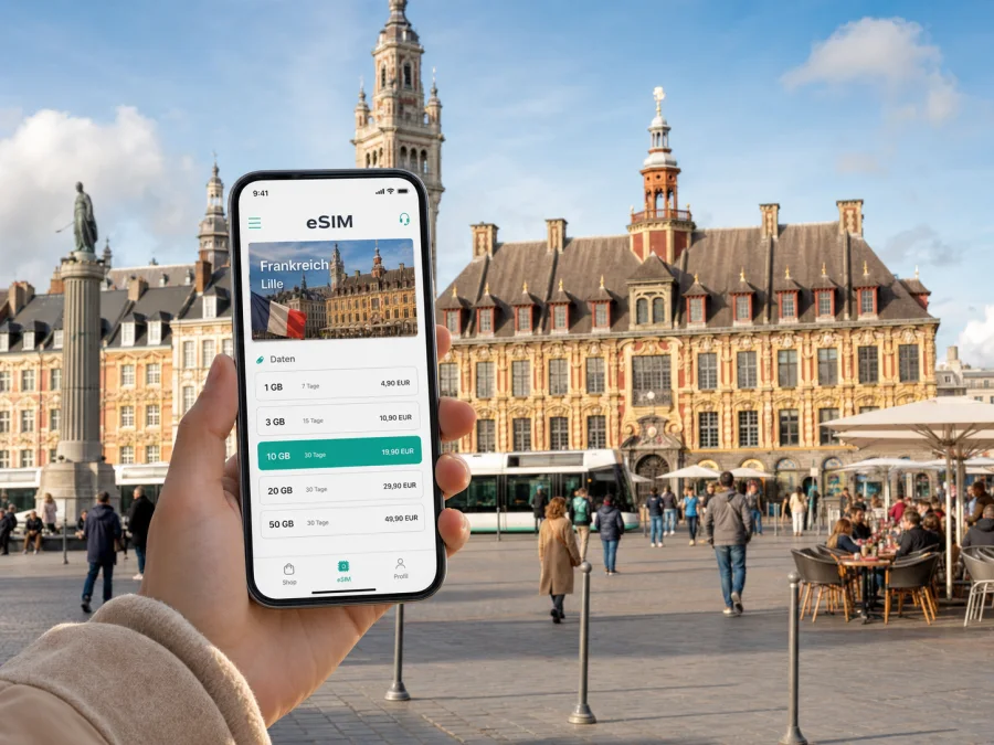 eSIM Lille: mobiles Internet für die Reise