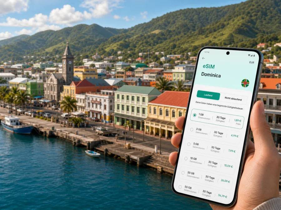 Roseau eSIM: mobiles Internet in Dominica