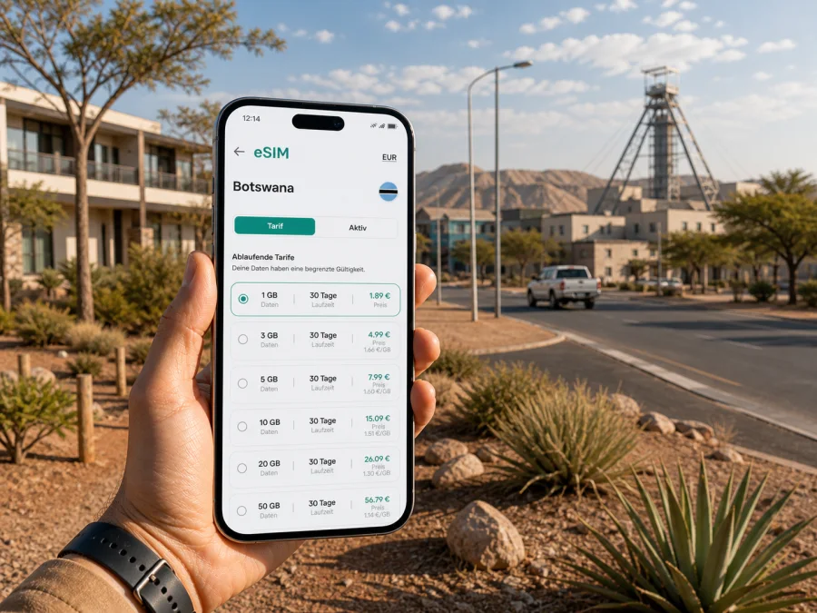 Jwaneng eSIM: mobiles Internet für Botswana