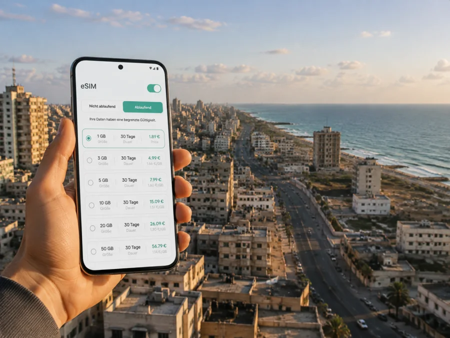 eSIM für Gaza-Stadt: Internet unterwegs