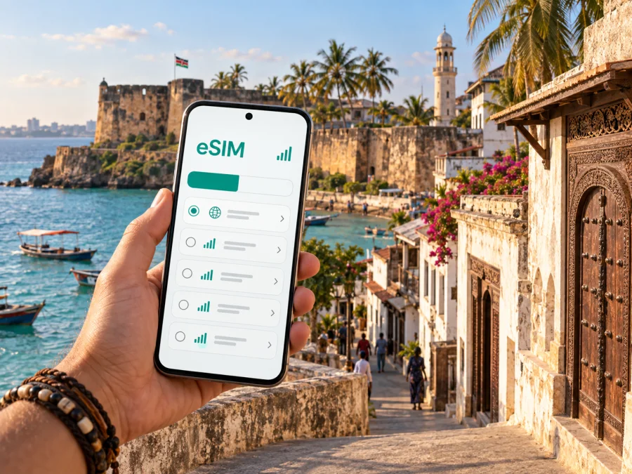 Mombasa: eSIM für mobiles Internet in Kenia