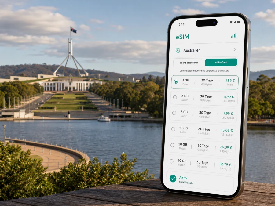 Canberra eSIM: Internet für Ihre Reise