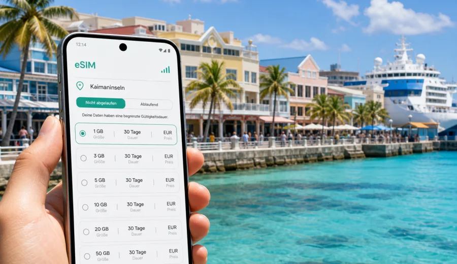 George Town eSIM: Internet auf den Kaimaninseln