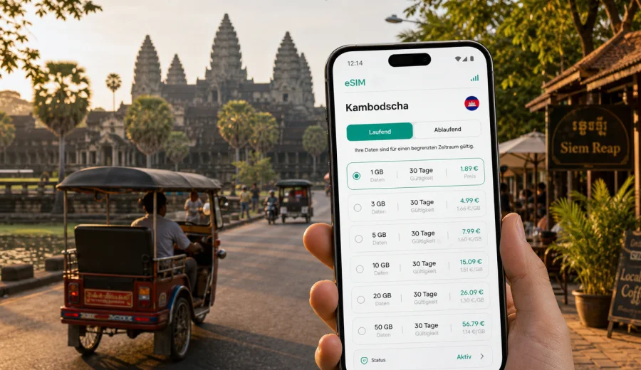 Siem Reap eSIM: mobiles Internet für die Reise