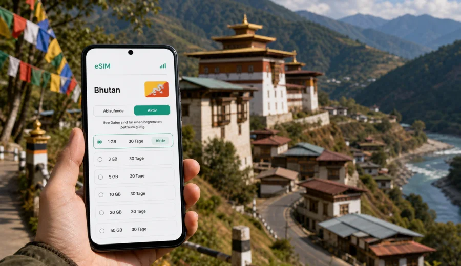 Trashigang eSIM: Internet für Bhutan-Reisen