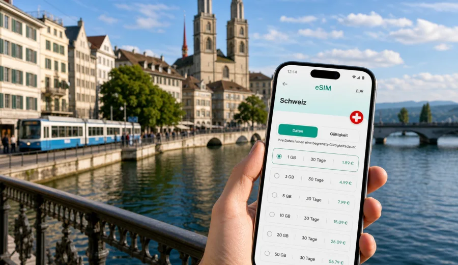 eSIM Zürich: mobiles Internet für die Reise