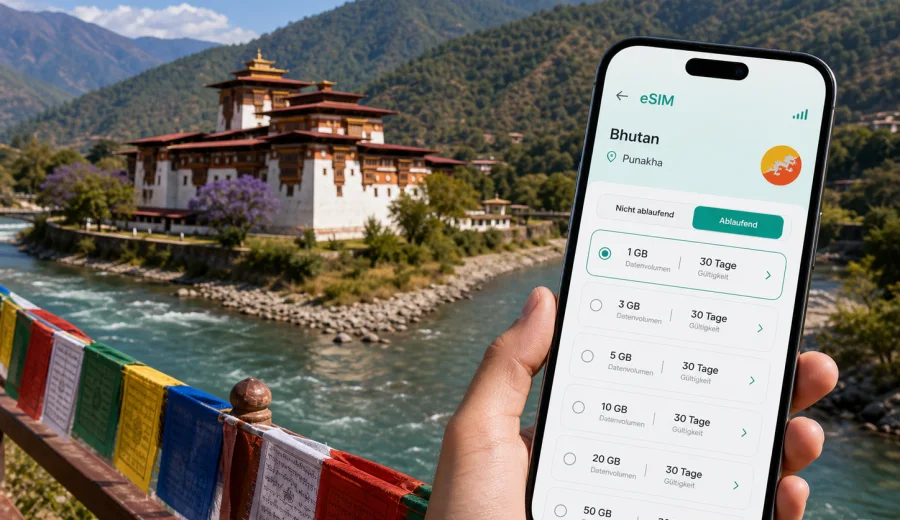 Punakha eSIM: Internet für Bhutan-Reisen