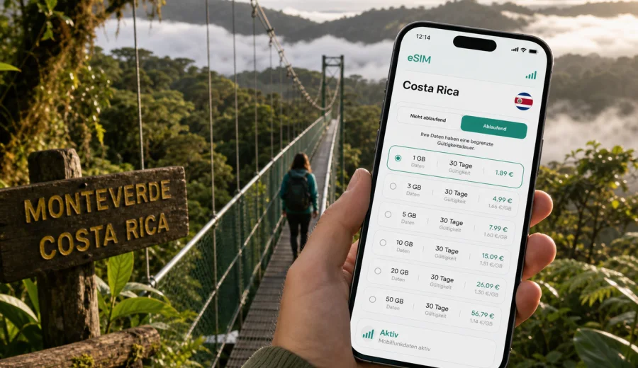 eSIM Monteverde: Internet für Costa Rica