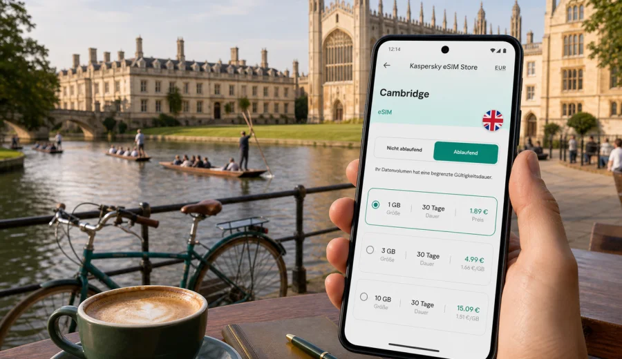 Cambridge eSIM: mobiles Internet für die Reise