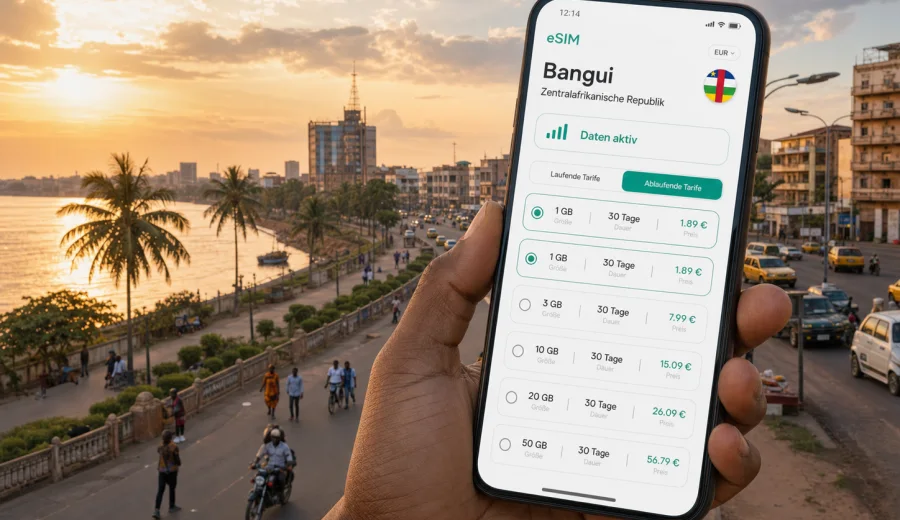 Bangui eSIM: Internet und mobile Verbindung