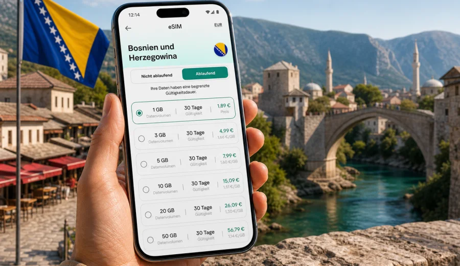 eSIM Bosnien und Herzegowina: Internet auf Reisen