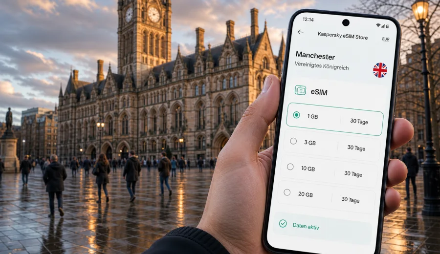 Manchester eSIM: mobiles Internet auf Reisen