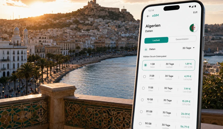 Oran eSIM: mobiles Internet in Algerien