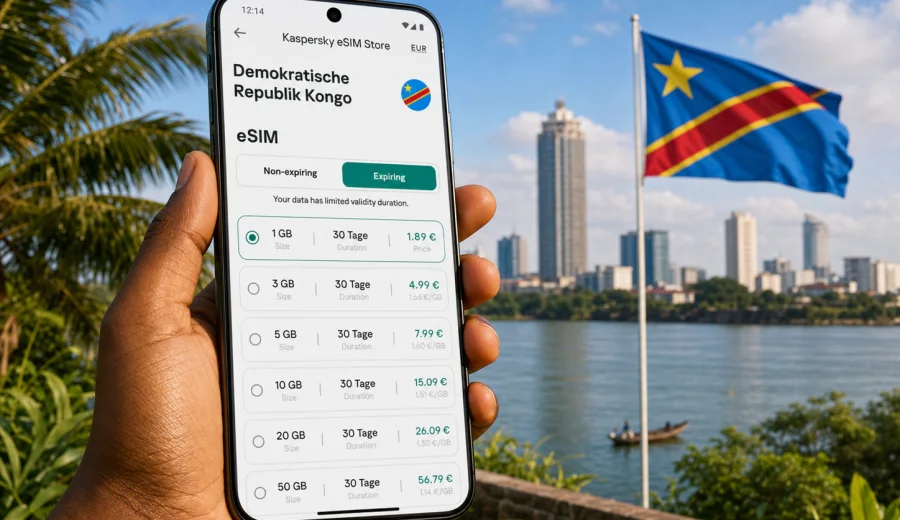 eSIM DR Kongo: mobiles Internet auf Reisen