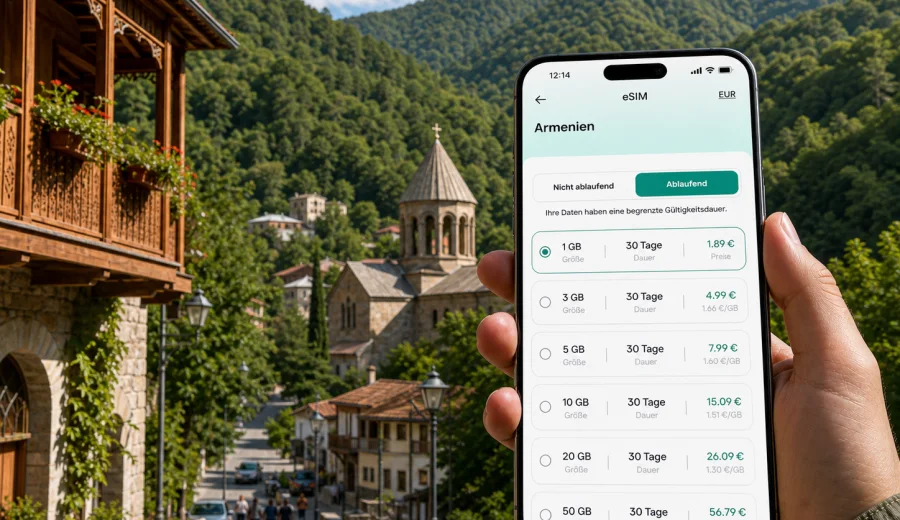 Dilidschan eSIM: mobiles Internet für Armenien