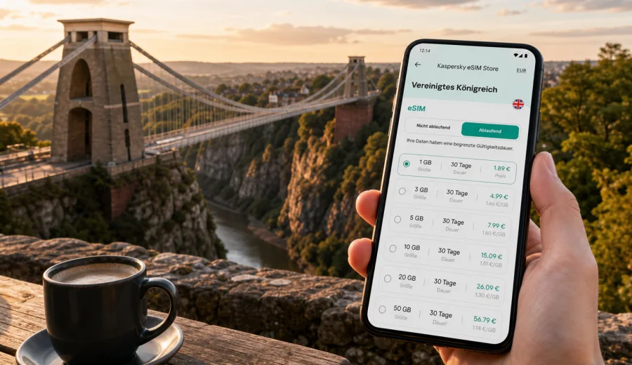 Bristol eSIM: mobiles Internet auf Reisen
