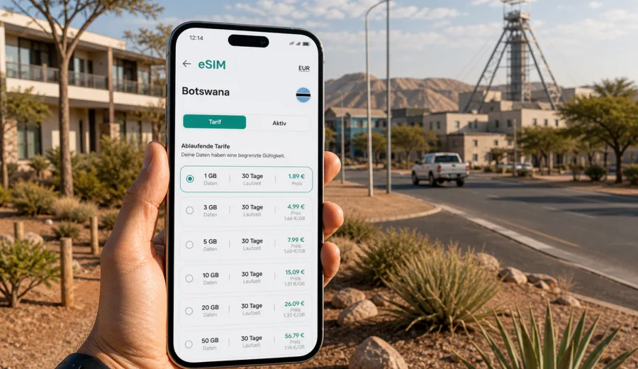Jwaneng eSIM: mobiles Internet für Botswana