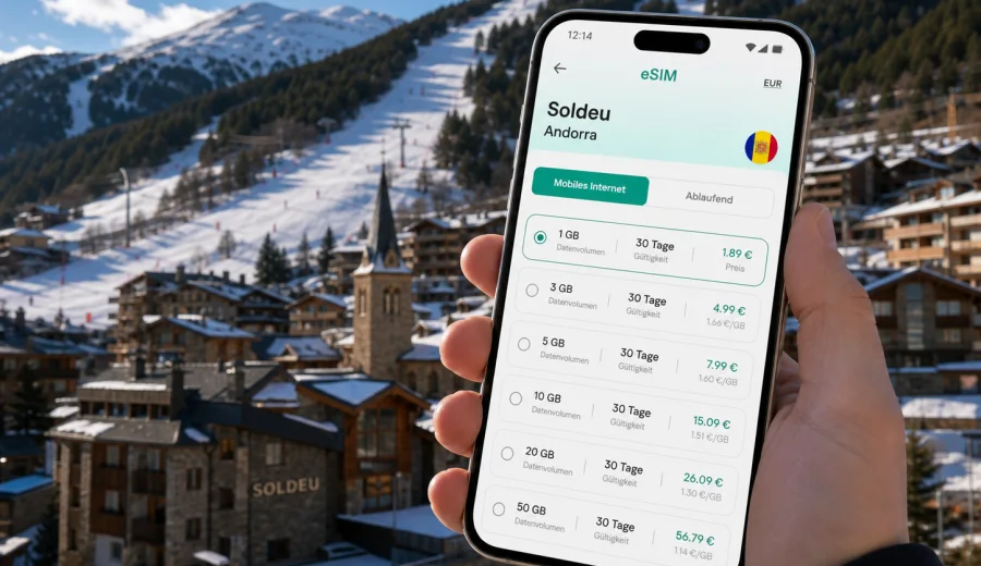 Soldeu eSIM: mobiles Internet in Andorra