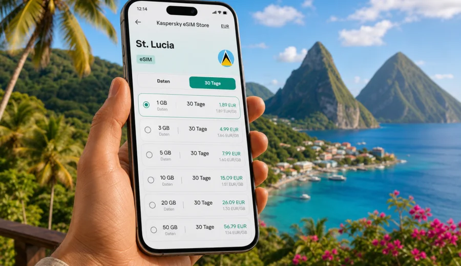 eSIM fuer St. Lucia: Internet auf Reisen