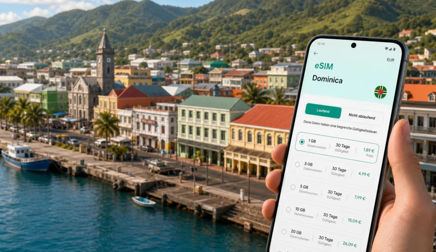 Roseau eSIM: mobiles Internet in Dominica